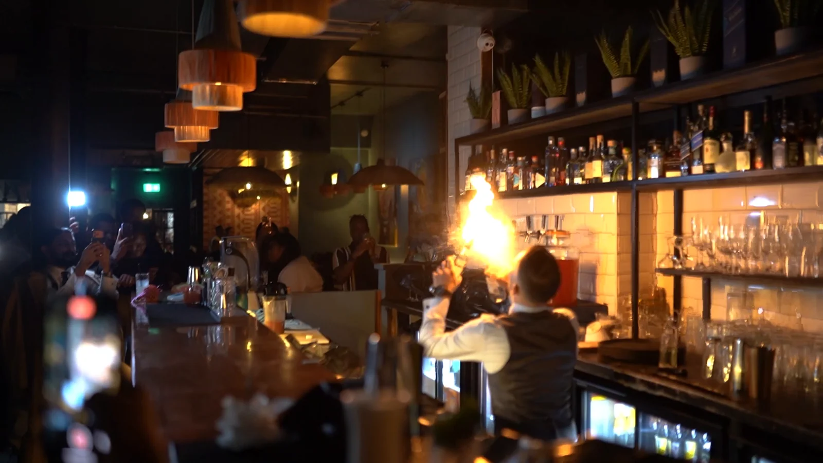 Fire performance at the Monika bar